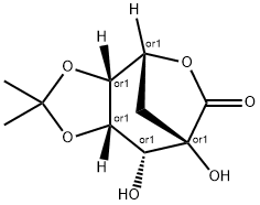 4,?7-?Methano-?1,?3-?dioxolo[4,?5-?c]?oxepin-?6(4H)?-?one, tetrahydro-?7,?8-?dihydroxy-?2,?2-?dimethyl-?, (3aR,?4R,?7R,?8R,?8aS)?-?rel- Struktur