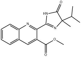 3-Quinolinecarboxylic acid, 2-[4,5-dihydro-4-methyl-4-(1-methylethyl)-5-oxo-1H-imidazol-2-yl]-, methyl ester Struktur