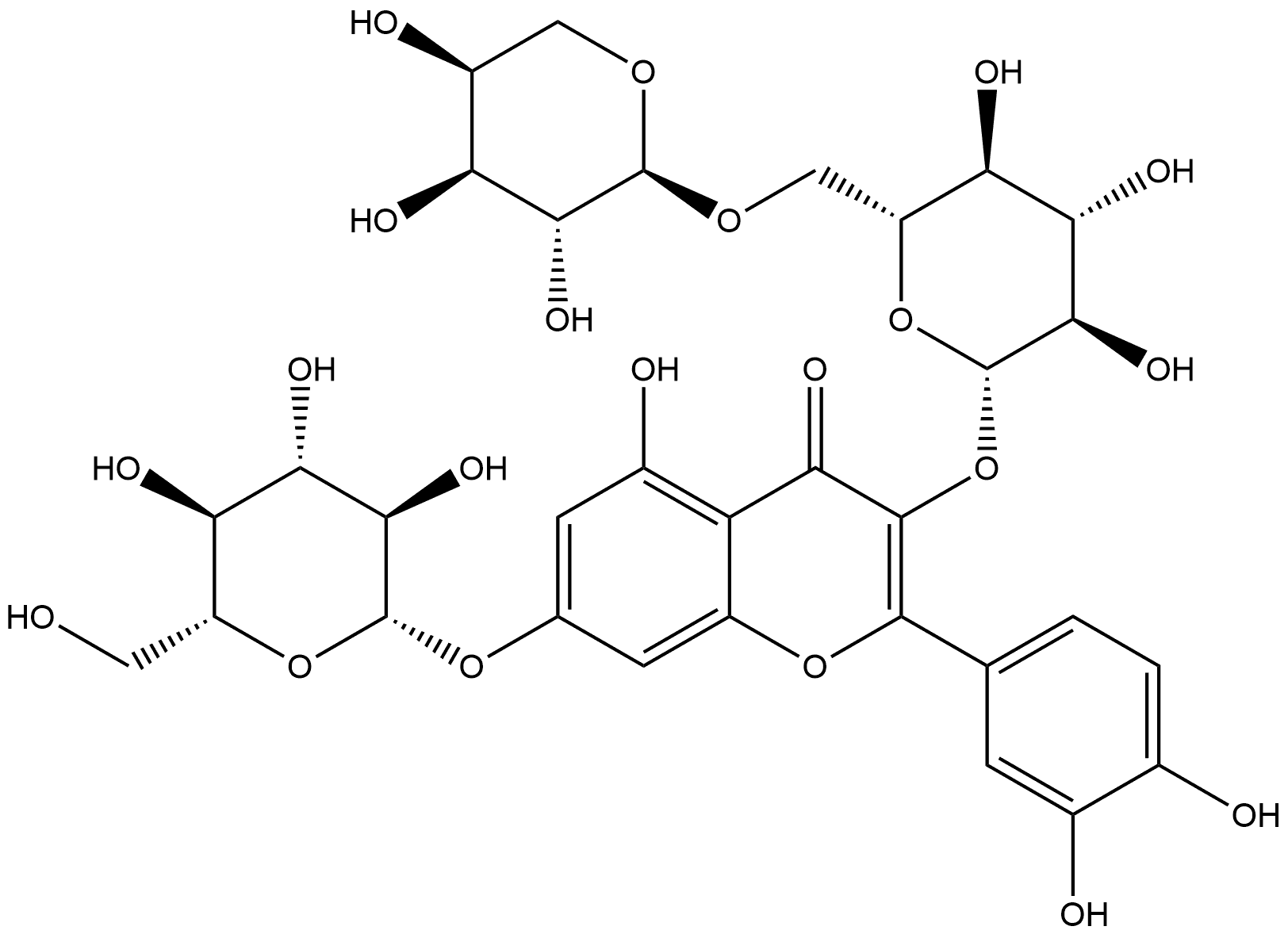 4H-1-Benzopyran-4-one, 3-[(6-O-α-L-arabinopyranosyl-β-D-glucopyranosyl)oxy]-2-(3,4-dihydroxyphenyl)-7-(β-D-glucopyranosyloxy)-5-hydroxy-|