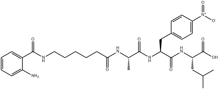 L-Leucine, N-[6-[(2-aminobenzoyl)amino]-1-oxohexyl]-L-alanyl-4-nitro-L-phenylalanyl-, 815580-33-7, 结构式