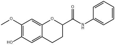 2H-1-Benzopyran-2-carboxamide, 3,4-dihydro-6-hydroxy-7-methoxy-N-phenyl- Structure