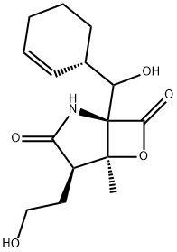 6-Oxa-2-azabicyclo[3.2.0]heptane-3,7-dione, 1-[(S)-(1S)-2-cyclohexen-1-ylhydroxymethyl]-4-(2-hydroxyethyl)-5-methyl-, (1R,4R,5S)- Struktur