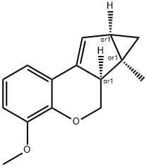 6H-?Benzo[b]?cyclopropa[3,?4]?cyclopenta[1,?2-?d]?pyran, 6a,?6b,?7,?7a-?tetrahydro-?4-?methoxy-?6b-?methyl-?, (6aR,?6bR,?7aR)?-?rel- Struktur