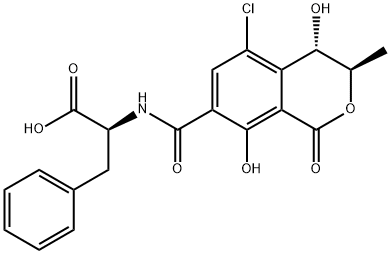 L-Phenylalanine, N-[[(3R,4S)-5-chloro-3,4-dihydro-4,8-dihydroxy-3-methyl-1-oxo-1H-2-benzopyran-7-yl]carbonyl]- 结构式
