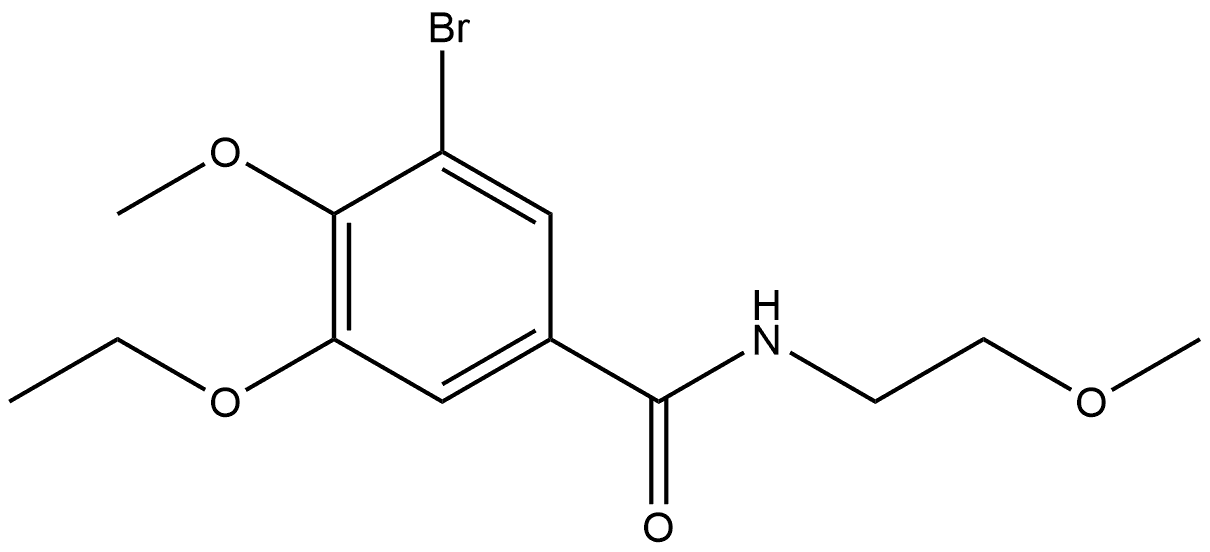 3-Bromo-5-ethoxy-4-methoxy-N-(2-methoxyethyl)benzamide 化学構造式