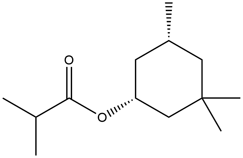 Propanoic acid, 2-?methyl-?, (1R,?5R)?-?3,?3,?5-?trimethylcyclohexyl ester, rel- Struktur
