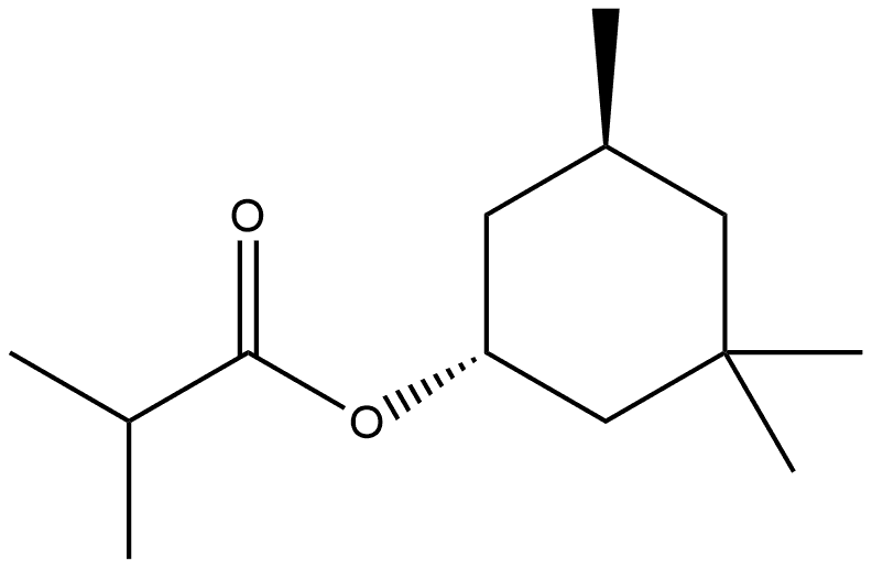 Propanoic acid, 2-?methyl-?, (1R,?5S)?-?3,?3,?5-?trimethylcyclohexyl ester, rel- Struktur