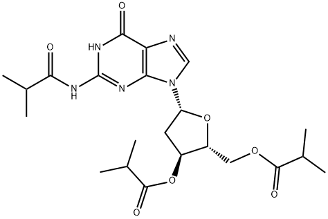 Guanosine, 2'-deoxy-N-(2-methyl-1-oxopropyl)-, 3',5'-bis(2-methylpropanoate) Structure
