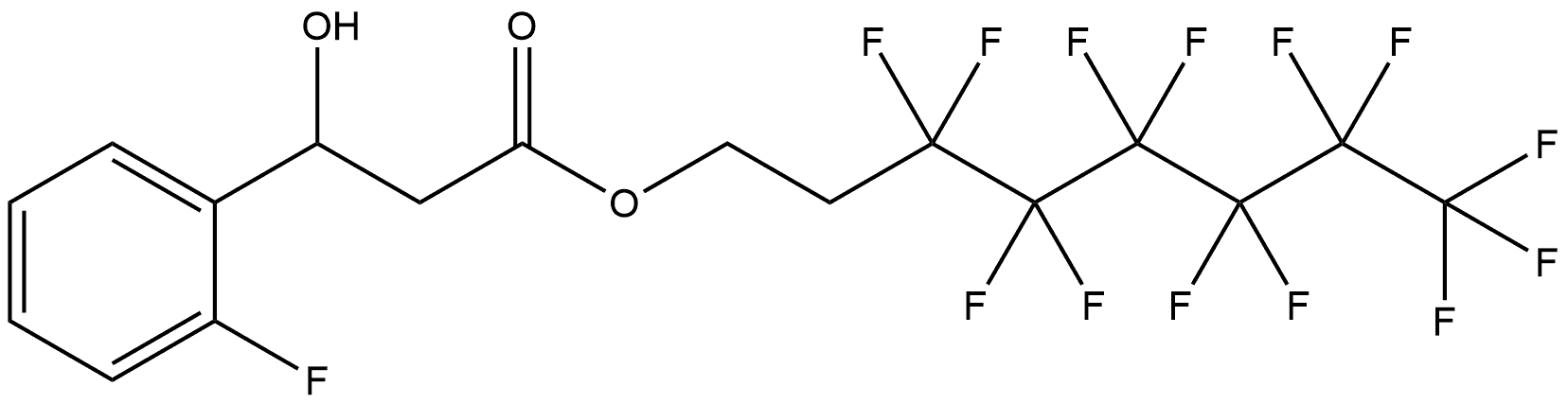 Benzenepropanoic acid, 2-fluoro-β-hydroxy-, 3,3,4,4,5,5,6,6,7,7,8,8,8-tridecafluorooctyl ester Struktur