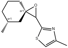 Thiazole, 4-?methyl-?2-?[(3R,?5R)?-?5-?methyl-?1-?oxaspiro[2.5]?oct-?2-?yl]?-?, rel- 化学構造式