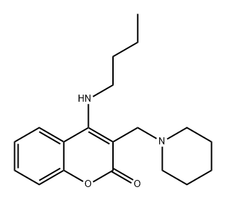 2H-1-Benzopyran-2-one, 4-(butylamino)-3-(1-piperidinylmethyl)- Struktur