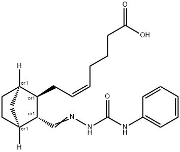 rac-(5Z)-7-[(1S*,1β*,4β*)-3β*-[[[(フェニルアミノ)カルボニル]ヒドラゾノ]メチル]ビシクロ[2.2.1]ヘプタン-2α*-イル]-5-ヘプテン酸 化学構造式