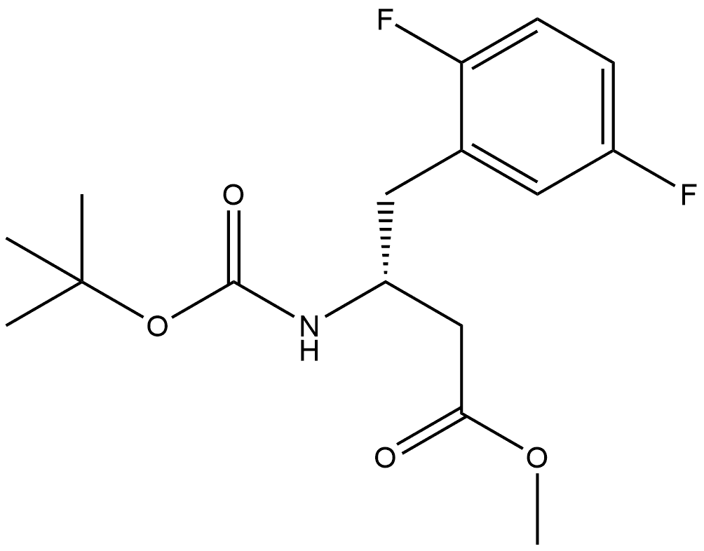 Benzenebutanoic acid, β-[[(1,1-dimethylethoxy)carbonyl]amino]-2,5-difluoro-, methyl ester, (βR)- Structure