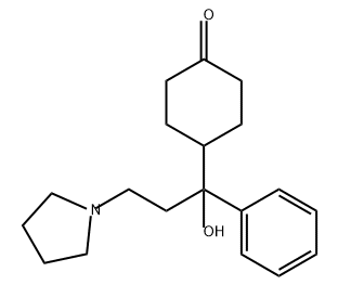 Cyclohexanone, 4-[1-hydroxy-1-phenyl-3-(1-pyrrolidinyl)propyl]- Structure