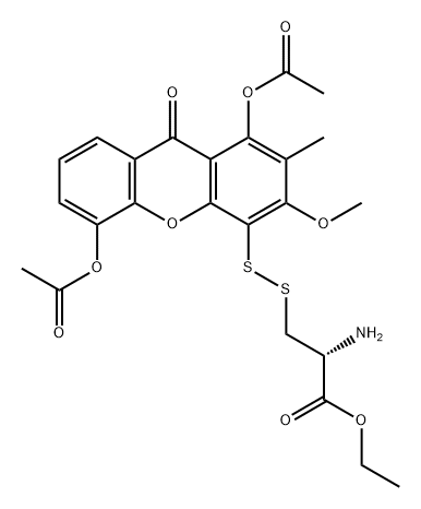 L-Alanine, 3-[[1,5-bis(acetyloxy)-3-methoxy-2-methyl-9-oxo-9H-xanthen-4-yl]dithio]-, ethyl ester (9CI)