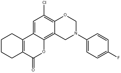 12-chloro-3-(4-fluorophenyl)-2,4,7,8,9,10-hexahydroisochromeno[3,4-f][1,3]benzoxazin-6-one Structure