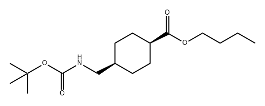 Cyclohexanecarboxylic acid, 4-[[[(1,1-dimethylethoxy)carbonyl]amino]methyl]-, butyl ester, cis- Structure