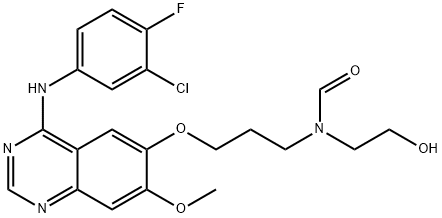 Formamide, N-[3-[[4-[(3-chloro-4-fluorophenyl)amino]-7-methoxy-6-quinazolinyl]oxy]propyl]-N-(2-hydroxyethyl)- 化学構造式