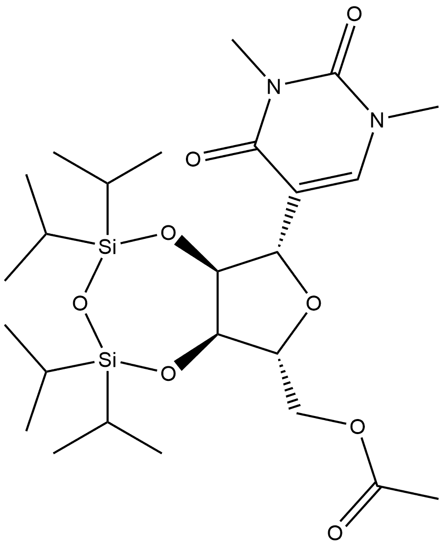 2,4(1H,3H)-Pyrimidinedione, 5-[5-O-acetyl-2,3-O-[1,1,3,3-tetrakis(1-methylethyl)-1,3-disiloxanediyl]-β-D-ribofuranosyl]-1,3-dimethyl- (9CI)