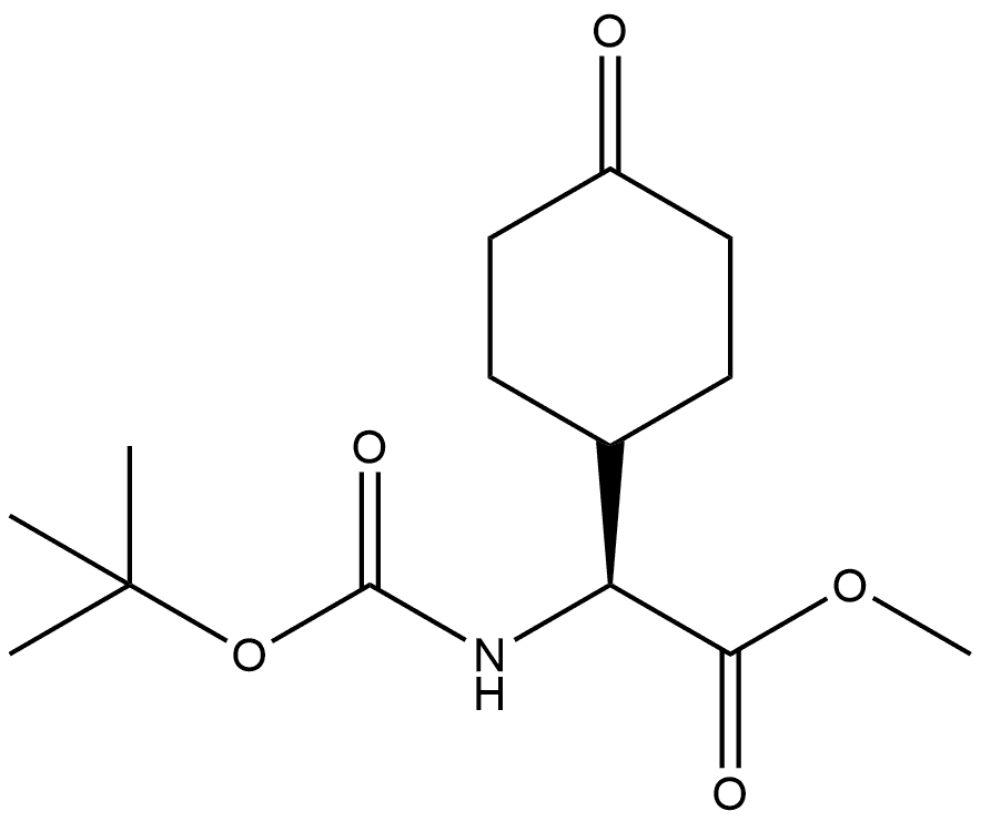 Cyclohexaneacetic acid, α-[[(1,1-dimethylethoxy)carbonyl]amino]-4-oxo-, methyl ester, (αS)- Structure
