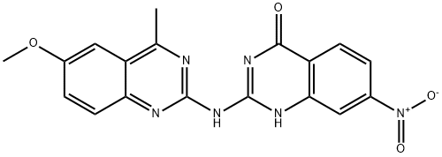 4(1H)-Quinazolinone, 2-[(6-methoxy-4-methyl-2-quinazolinyl)amino]-7-nitro- 结构式