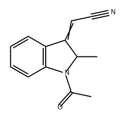 Acetonitrile, 2-(1-acetyl-1,2-dihydro-2-methyl-3H-indol-3-ylidene)- Structure