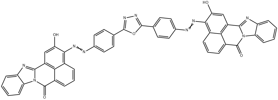 3,3'-[1,3,4-恶二唑-2,5-二基二(4,1-亚苯基偶氮)]二[2-羟基]-7H-苯并咪唑并[2,1-A]苯并[DE]异喹啉-7-酮 结构式