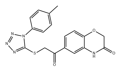 2H-1,4-Benzoxazin-3(4H)-one, 6-[2-[[1-(4-methylphenyl)-1H-tetrazol-5-yl]thio]acetyl]-,851282-35-4,结构式