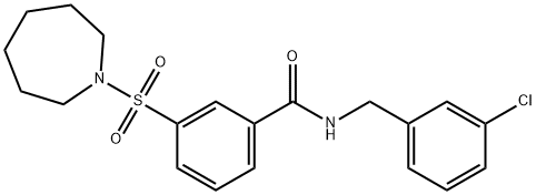 3-(氮杂环庚烷-1-基磺酰基)-N-(3-氯苄基)苯甲酰胺, 851873-40-0, 结构式