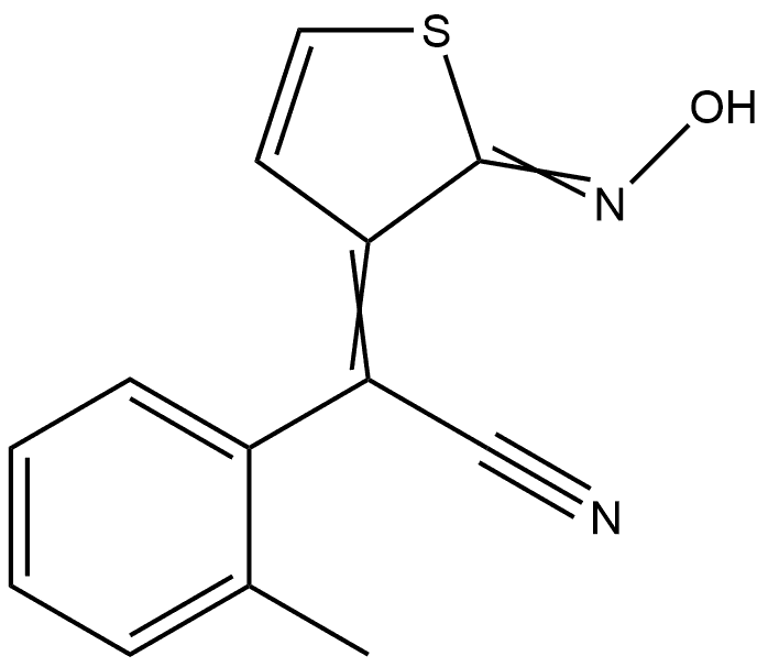 Benzeneacetonitrile, α-[2-(hydroxyimino)-3(2H)-thienylidene]-2-methyl- Structure
