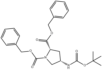 1,2-Pyrrolidinedicarboxylic acid, 4-[[(1,1-dimethylethoxy)carbonyl]amino]-, 1,2-bis(phenylmethyl) ester, (2S,4S)- Structure