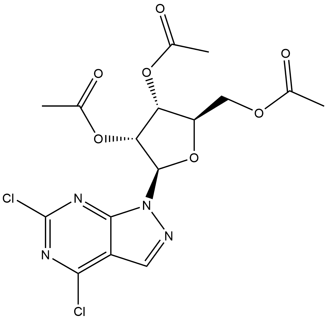 1H-Pyrazolo[3,4-d]pyrimidine, 4,6-dichloro-1-(2,3,5-tri-O-acetyl-β-D-ribofuranosyl)- Structure