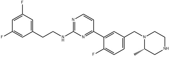 2-Pyrimidinamine, N-[2-(3,5-difluorophenyl)ethyl]-4-[2-fluoro-5-[[(2S)-2-methyl-1-piperazinyl]methyl]phenyl]- Structure