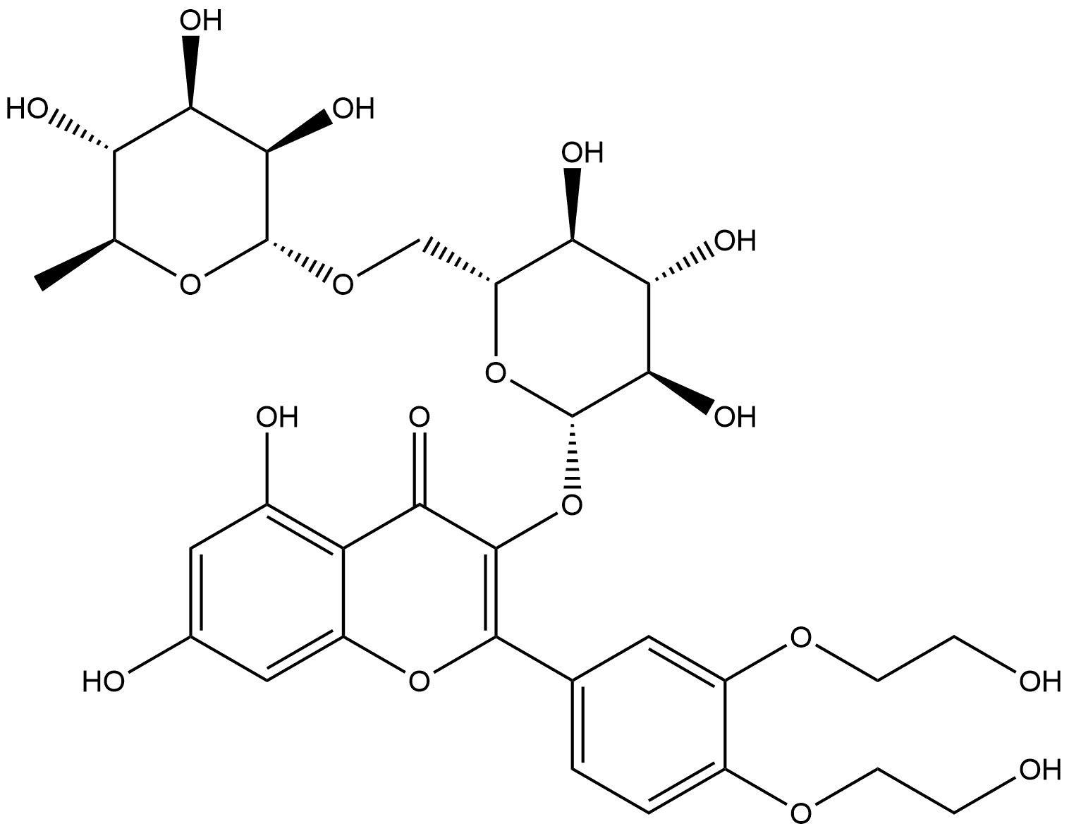 3’,4’-Bis(hydroxyethyl)rutoside Structure