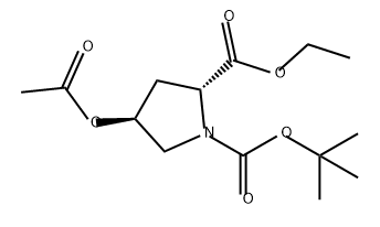1,2-Pyrrolidinedicarboxylic acid, 4-(acetyloxy)-, 1-(1,1-dimethylethyl) 2-ethyl ester, (2R,4S)- Structure