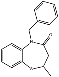 1,5-Benzothiazepin-4(5H)-one, 2,3-dihydro-2-methyl-5-(phenylmethyl)- Struktur