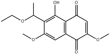 6-乙氧乙基-5-羟基-2,7-二甲氧基-1,4-萘醌, 86343-22-8, 结构式