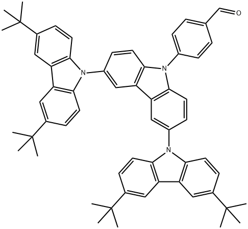 4-[3',6'-双(3,6-双(叔丁基)咔唑-9-基)咔唑-9基]苯甲醛 结构式