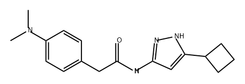 Benzeneacetamide, N-(5-cyclobutyl-1H-pyrazol-3-yl)-4-(dimethylamino)- Structure