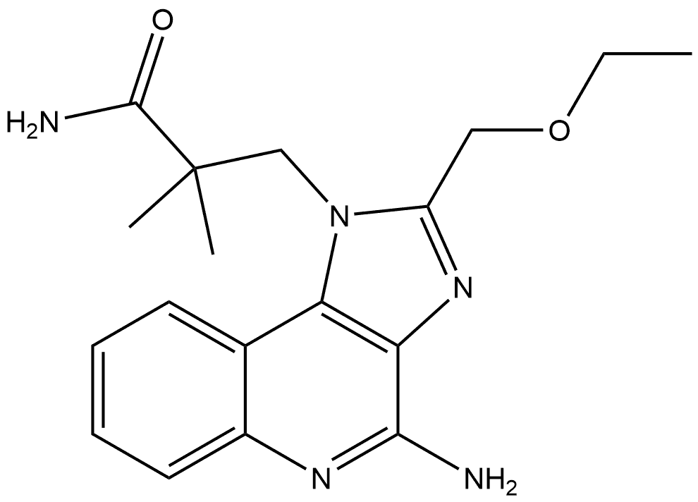 4-Amino-2-(ethoxymethyl)-α,α-dimethyl-1H-imidazo[4,5-c]quinoline-1-propanamide 结构式