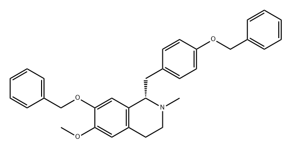 Isoquinoline, 1,2,3,4-tetrahydro-6-methoxy-2-methyl-7-(phenylmethoxy)-1-[[4-(phenylmethoxy)phenyl]methyl]-, (1S)- Struktur