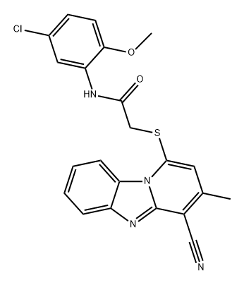 Acetamide, N-(5-chloro-2-methoxyphenyl)-2-[(4-cyano-3-methylpyrido[1,2-a]benzimidazol-1-yl)thio]- Struktur