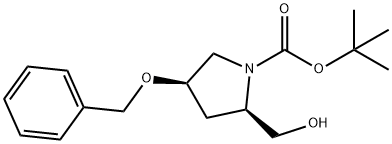 (2R,4R)-4-(苄氧基)-2-(羟甲基)吡咯烷-1-羧酸叔丁酯 结构式