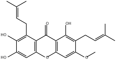 9H-Xanthen-9-one, 1,6,7-trihydroxy-3-methoxy-2,8-bis(3-methyl-2-buten-1-yl)- 结构式
