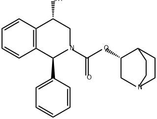 2(1H)-Isoquinolinecarboxylic acid, 3,4-dihydro-4-hydroxy-1-phenyl-, (3R)-1-azabicyclo[2.2.2]oct-3-yl ester, (1S,4S)- Struktur