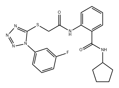 Benzamide, N-cyclopentyl-2-[[2-[[1-(3-fluorophenyl)-1H-tetrazol-5-yl]thio]acetyl]amino]- Structure