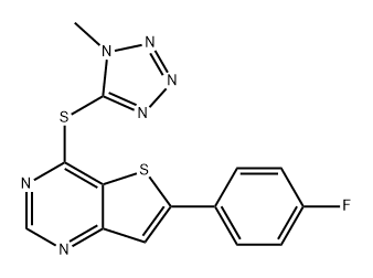 Thieno[3,2-d]pyrimidine, 6-(4-fluorophenyl)-4-[(1-methyl-1H-tetrazol-5-yl)thio]- Structure