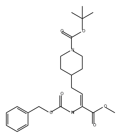1-Piperidinecarboxylic acid, 4-[(2Z)-4-methoxy-4-oxo-3-[[(phenylmethoxy)carbonyl]amino]-2-buten-1-yl]-, 1,1-dimethylethyl ester Struktur