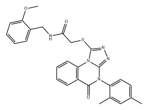Acetamide, 2-[[4-(2,4-dimethylphenyl)-4,5-dihydro-5-oxo[1,2,4]triazolo[4,3-a]quinazolin-1-yl]thio]-N-[(2-methoxyphenyl)methyl]-,872211-49-9,结构式