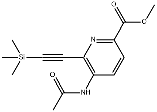 2-Pyridinecarboxylic acid, 5-(acetylamino)-6-[2-(trimethylsilyl)ethynyl]-, methyl ester Structure